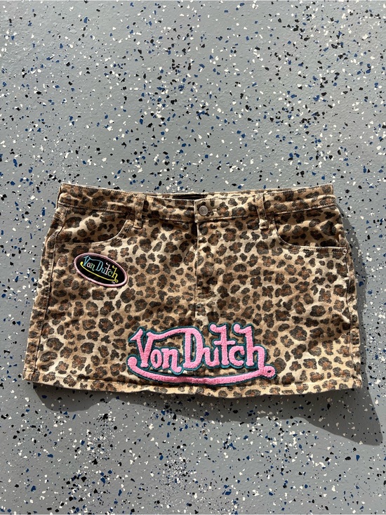 Von Dutch Dresses & Skirts - Von Dutch Leopard Print Micro Mini Skirt Brown Size XL
